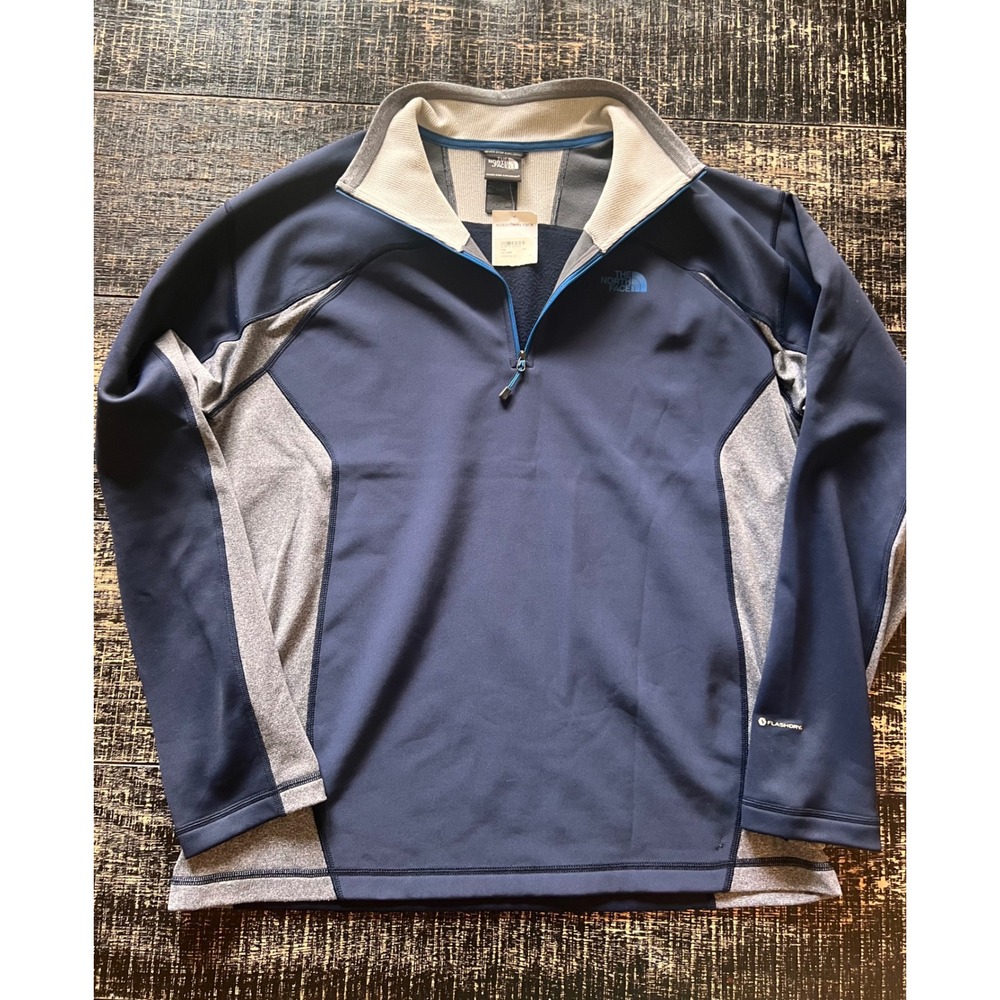 The North Face‎ Mens FlashDry 1/4 Zip Pullover Cosmic Blue Grey C822W0B L NWT